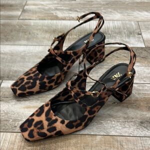 Zara Brown and Black Leopard Print Heels- worn once!